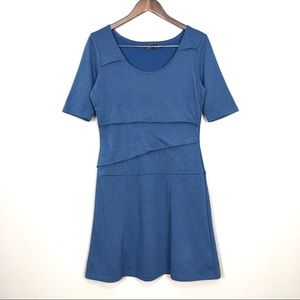 Prana Abilene A-Line Dress Women’s Size M Wool Blend Asymmetrical Tiered Midi